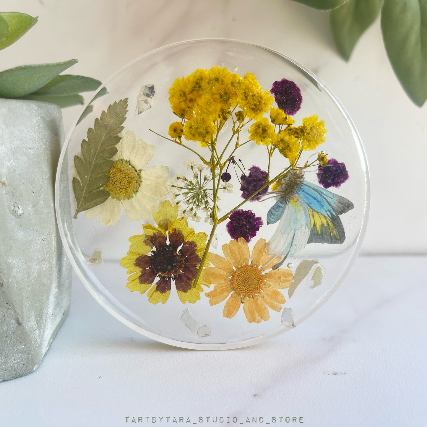Flower Resin Coaster Class - pressed flowers- Saturday- 1/20 @ 1pm