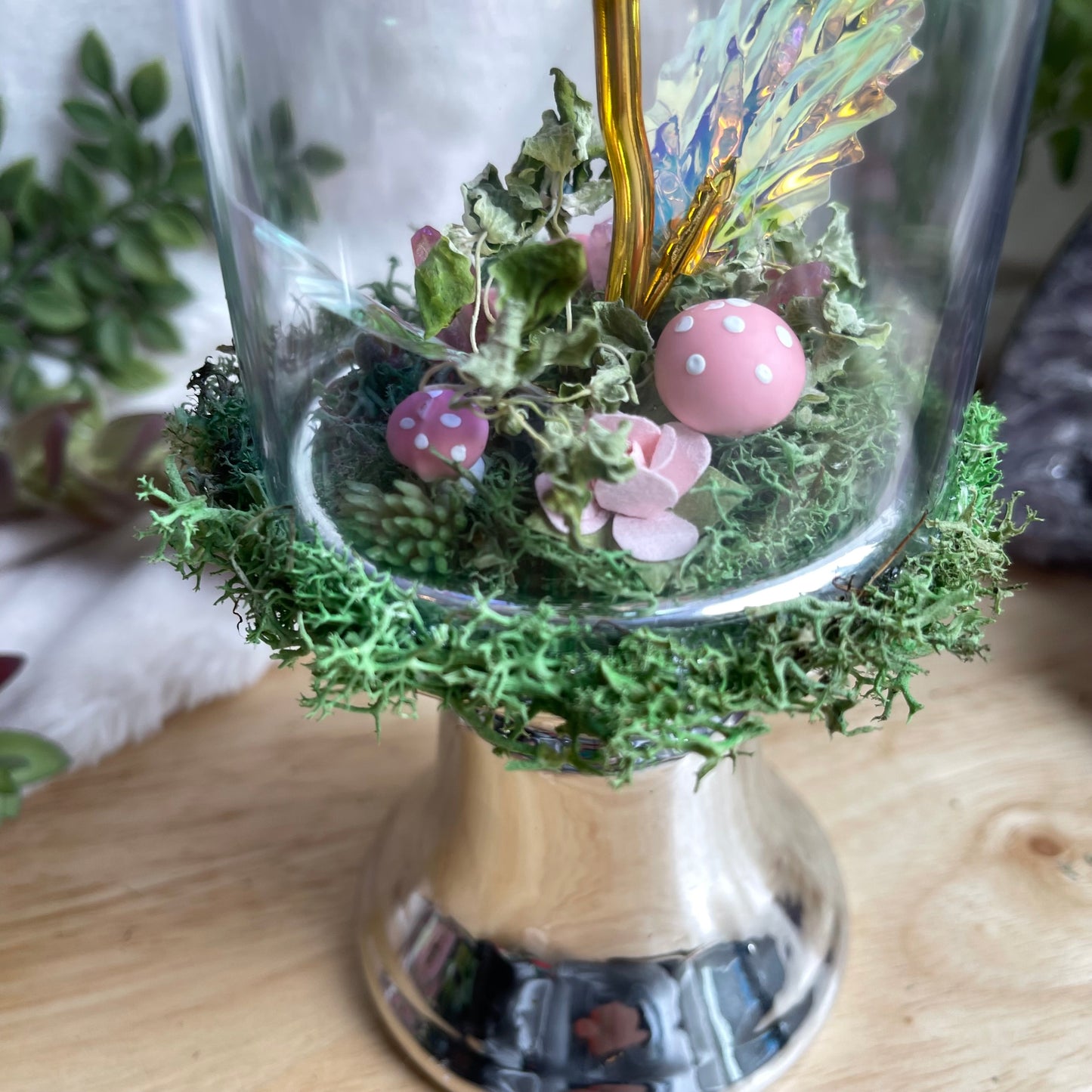 Rose Globe - silver base, pink accents