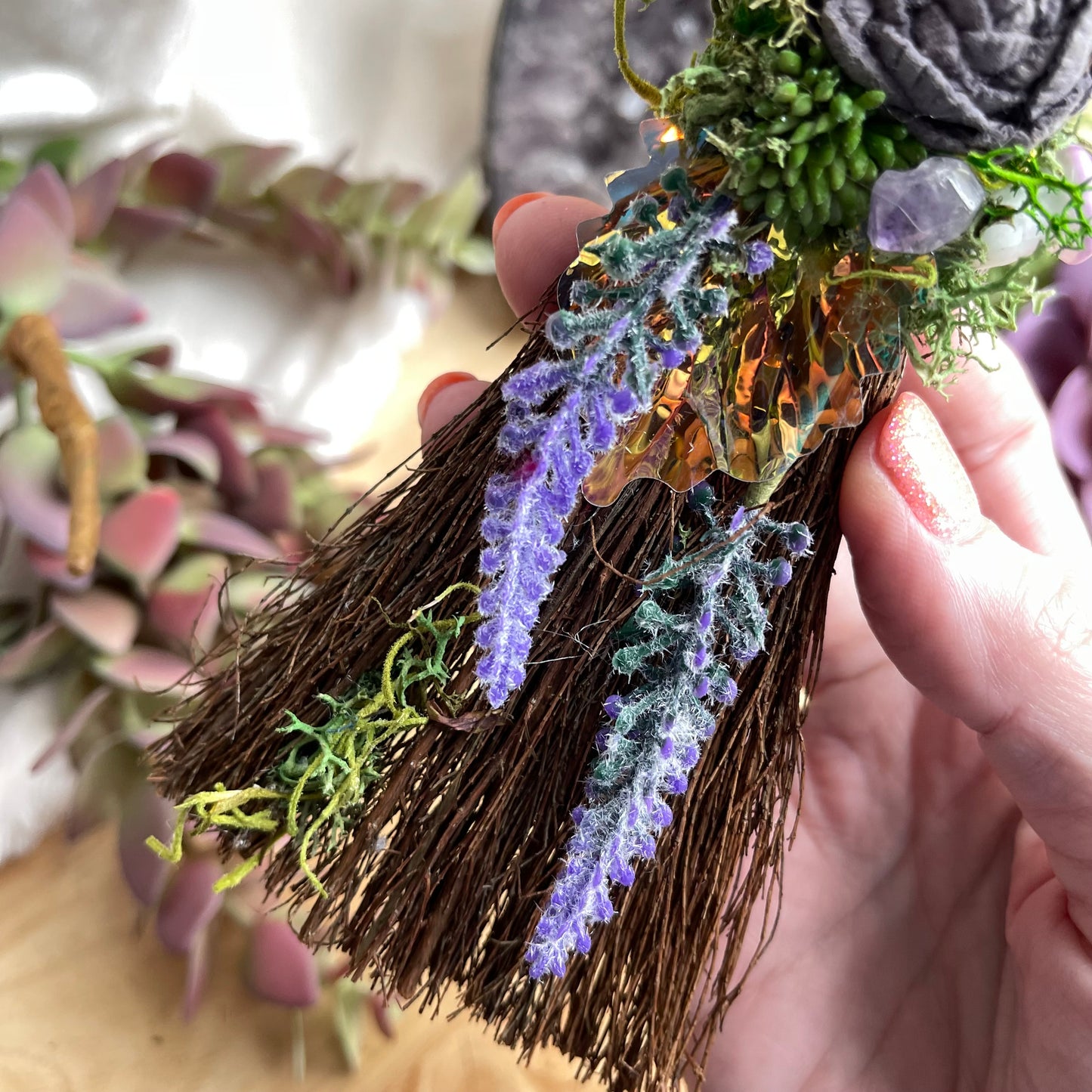 Cinnamon Besom - purple/flower/lavender