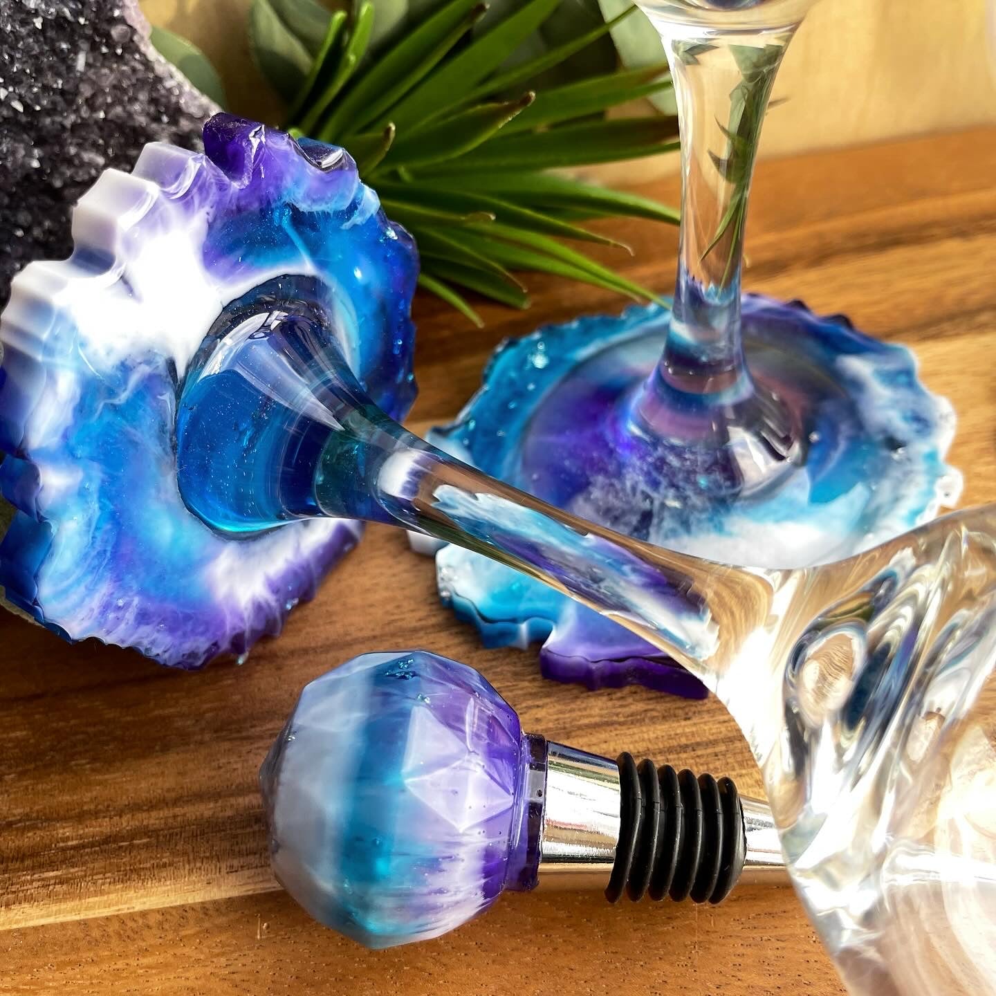 Geode Wine Glasses (set of 4 and wine stopper)  - Saturday 3/23 @ 1pm