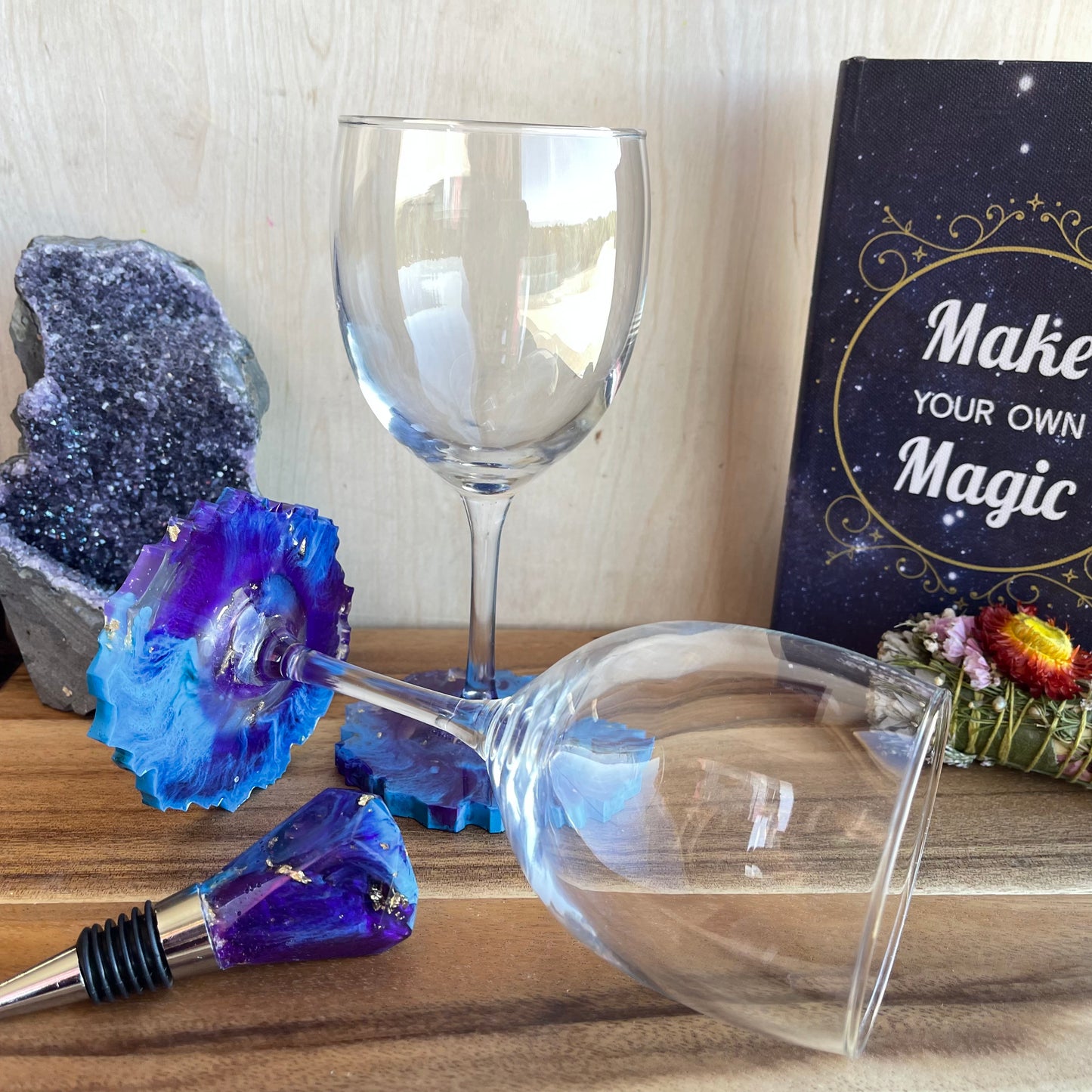 Geode Wine Glasses (set of two and wine stopper)  - Wednesday- 1/24 @ 6pm