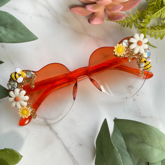 Flower Power Color Therapy Glasses - orange/clear/gold