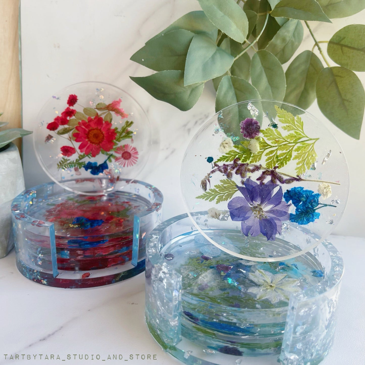 Flower Resin Coaster Class - pressed flowers- Saturday 3/02 at 1pm