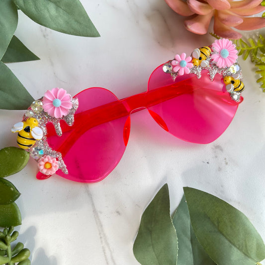 Flower Power Color Therapy Glasses - bright pink/silver