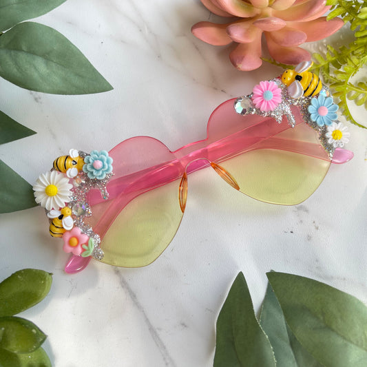 Flower Power Color Therapy Glasses - pink/yellow/silver