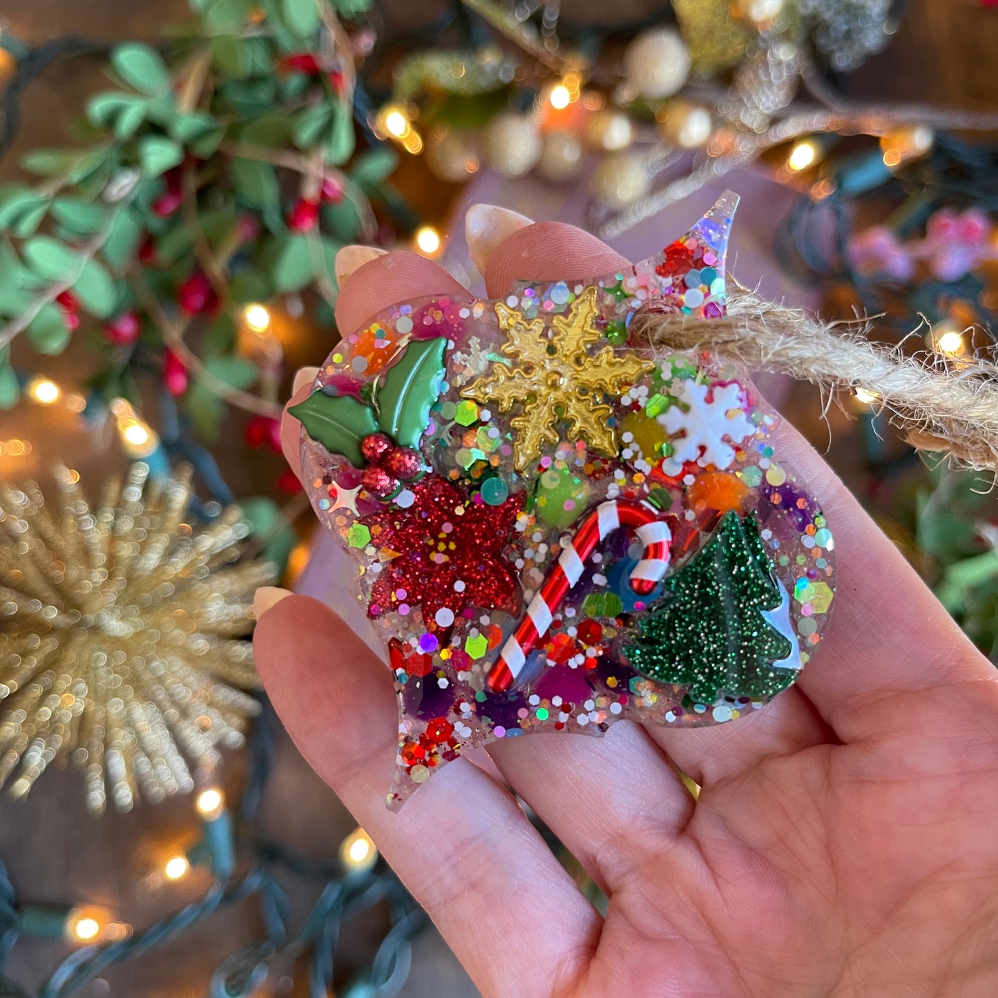 Chriatmas Sweater Ornament  - aura quartz