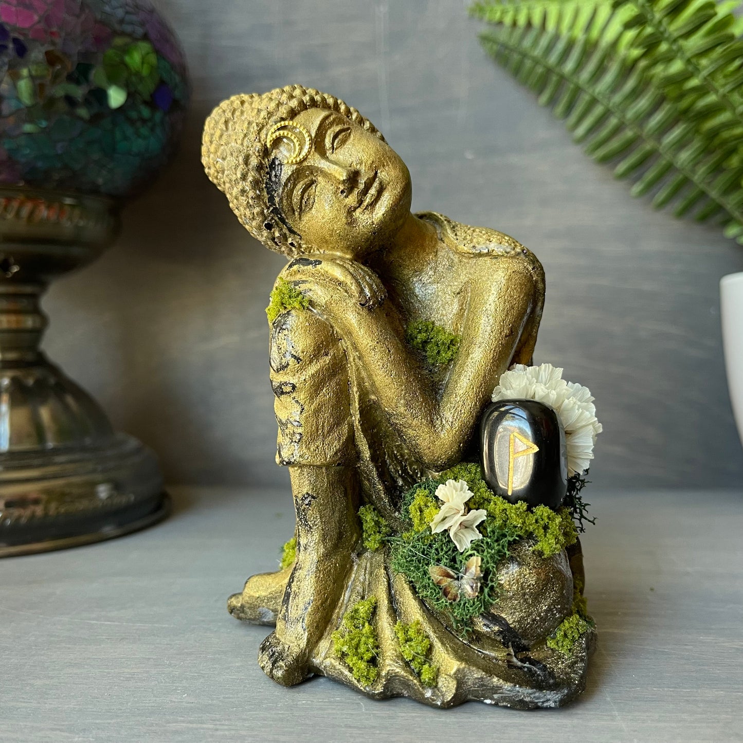 Gold Resting Buddha - RUNE - obsidian