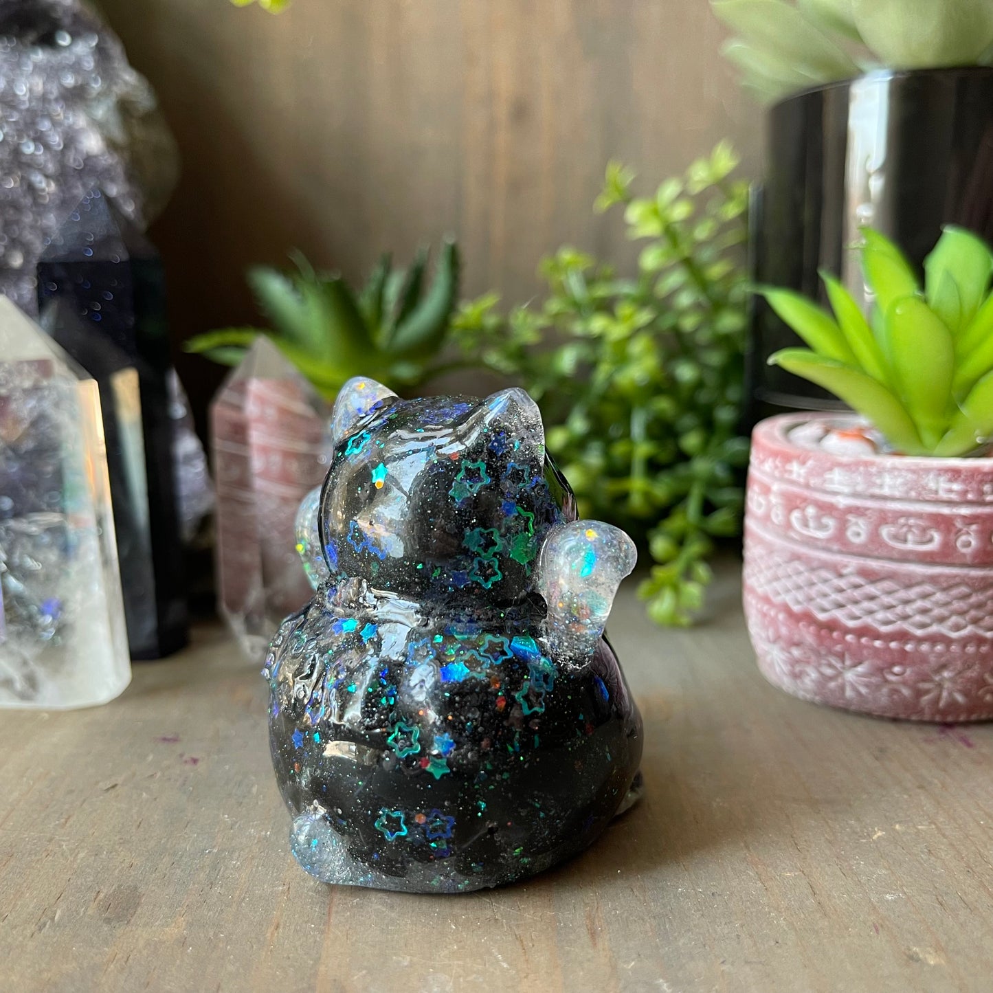 Maneki-neko LUCKY CAT - obsidian